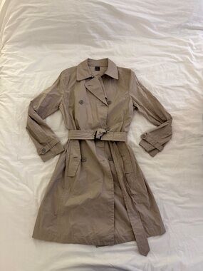 GAP Taupe Double-Breasted Trench Coat with Belt